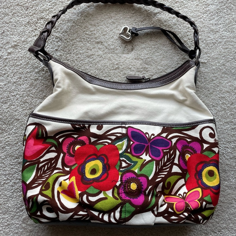Brighton floral purse bag. Cloth with leather strap